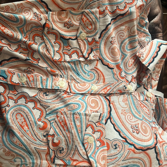 NWOT DNA Couture Women Top Size M Orange Paisley Collared Retro Colorful Blouse - Picture 5 of 5